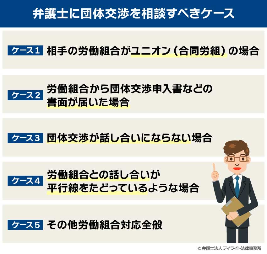 弁護士に団体交渉を相談すべきケース